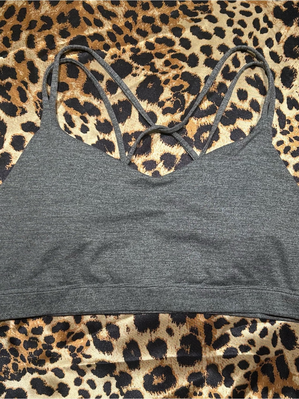 Old Navy Active Go-Dry Heather Grey Strappy Back Sports Bra